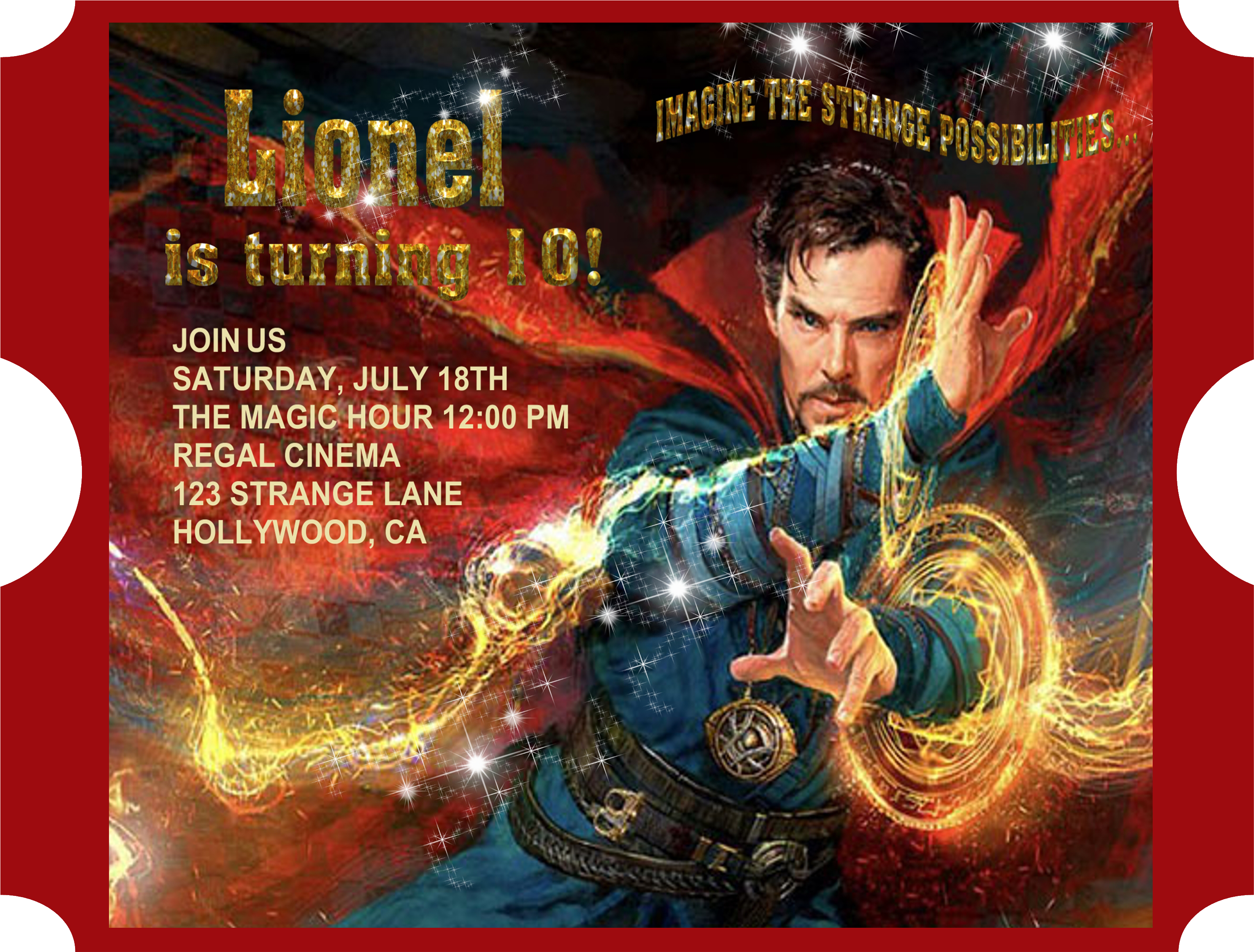 Lionel10th Birthday Invitation Doctor Strange Theme PNG Image