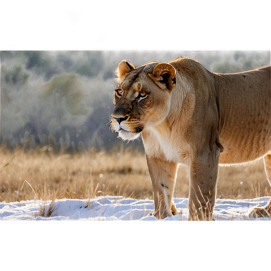 Lioness In Snowy Terrain Png 38 PNG Image