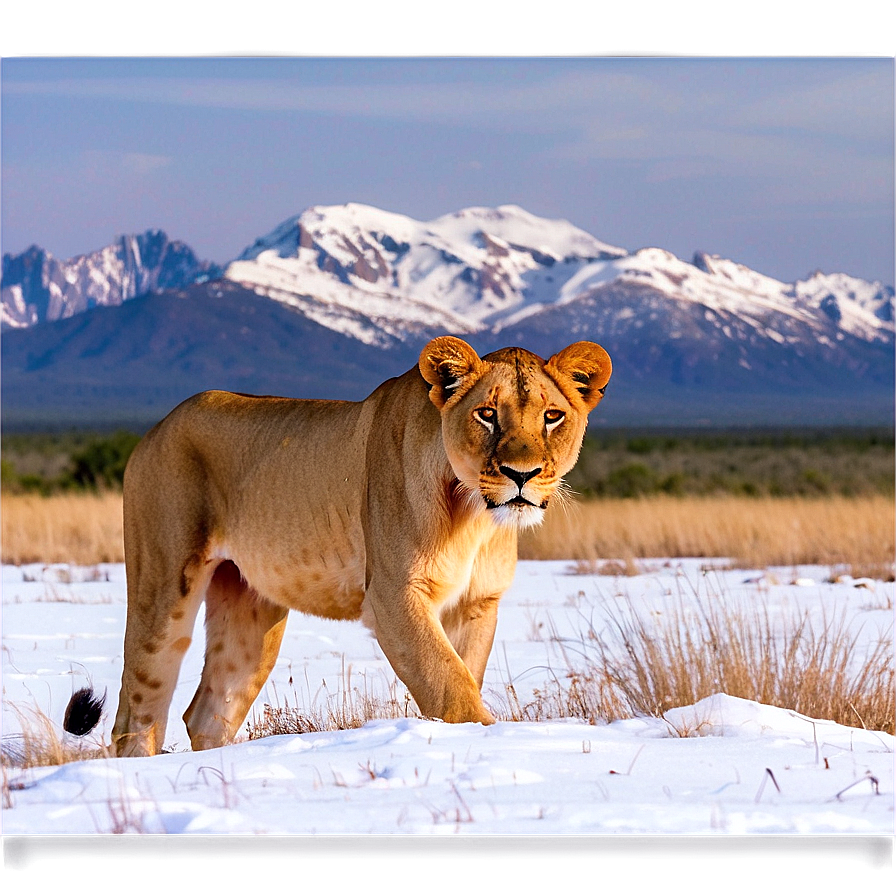 Lioness In Snowy Terrain Png Nia PNG Image