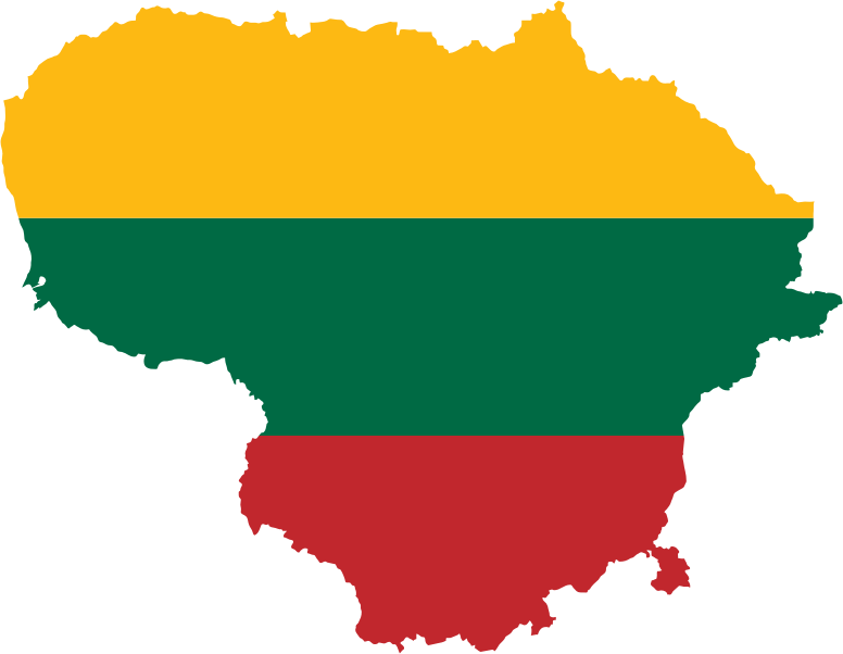 Lithuania Flag Map Outline PNG Image