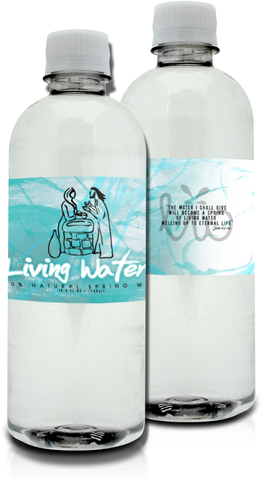 Living Water Bottles Branding PNG Image