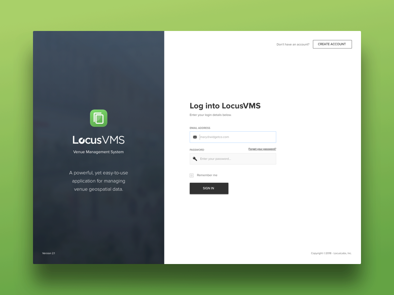 Locus V M S Login Screen Design PNG Image