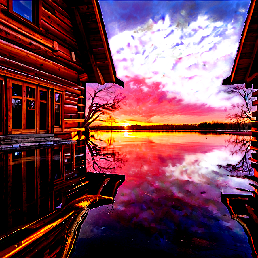 Log Cabin At Sunset Png 88 PNG Image