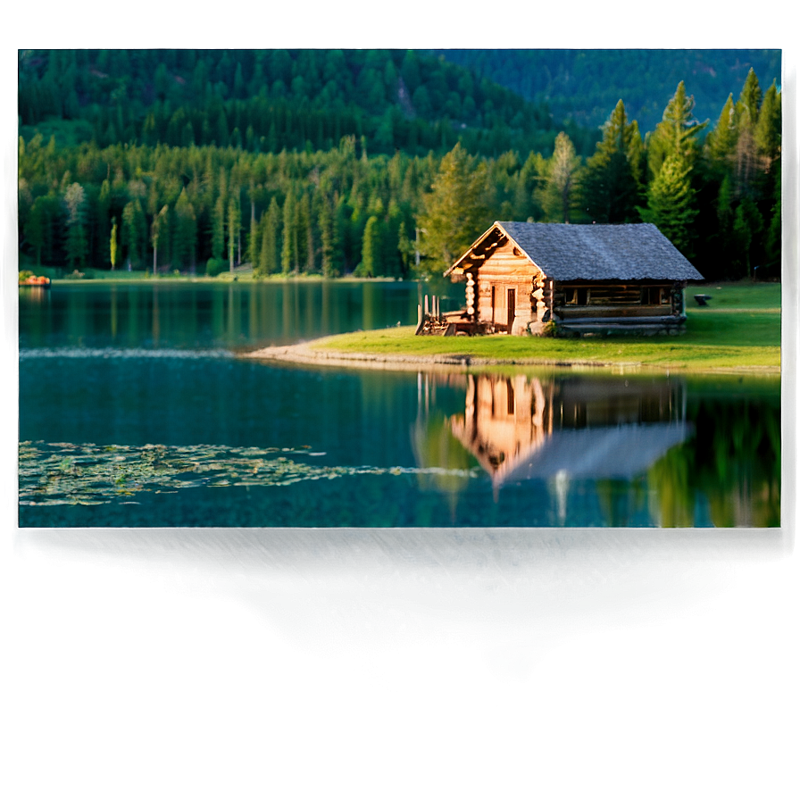 Log Cabin By The Lake Png Cth PNG Image