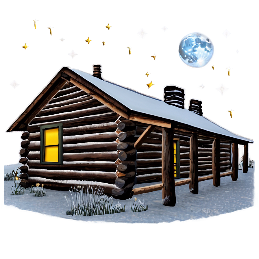 Log Cabin Under Starry Night Png Dfr22 PNG Image