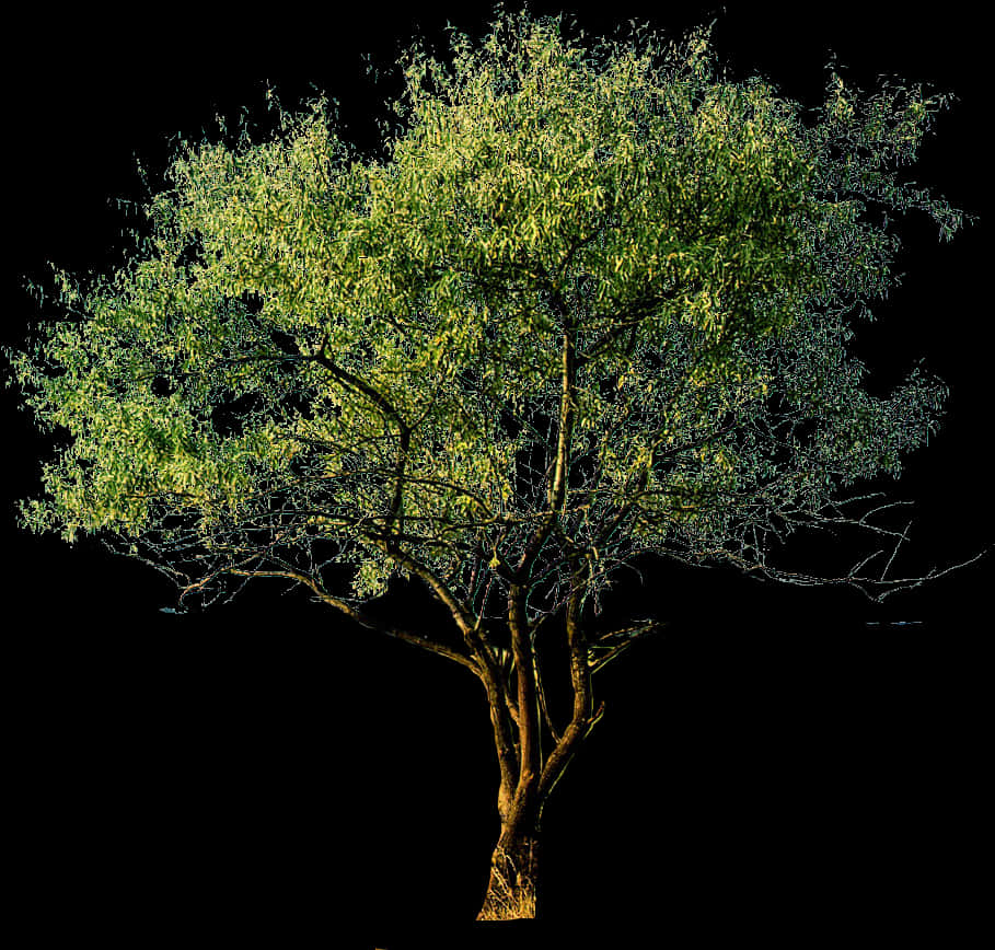 Lone Tree Against Night Sky PNG Image