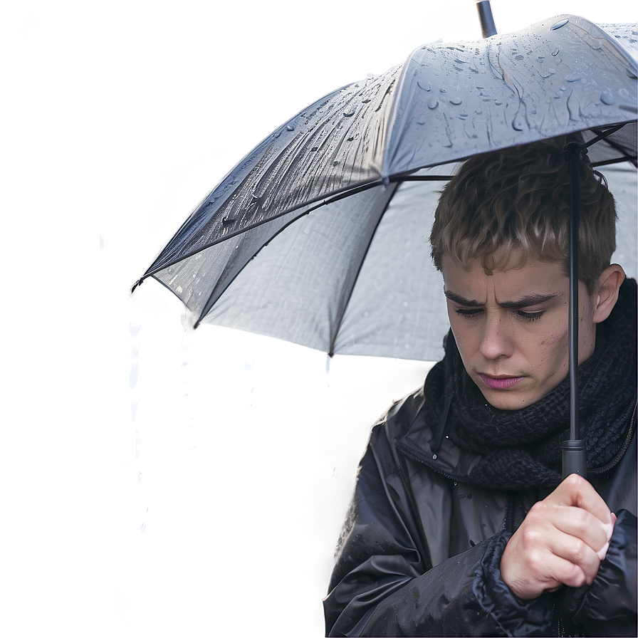 Lonely Sad Person In Rain Png Npx PNG Image