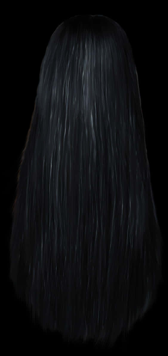 Long Black Hair Back View PNG Image