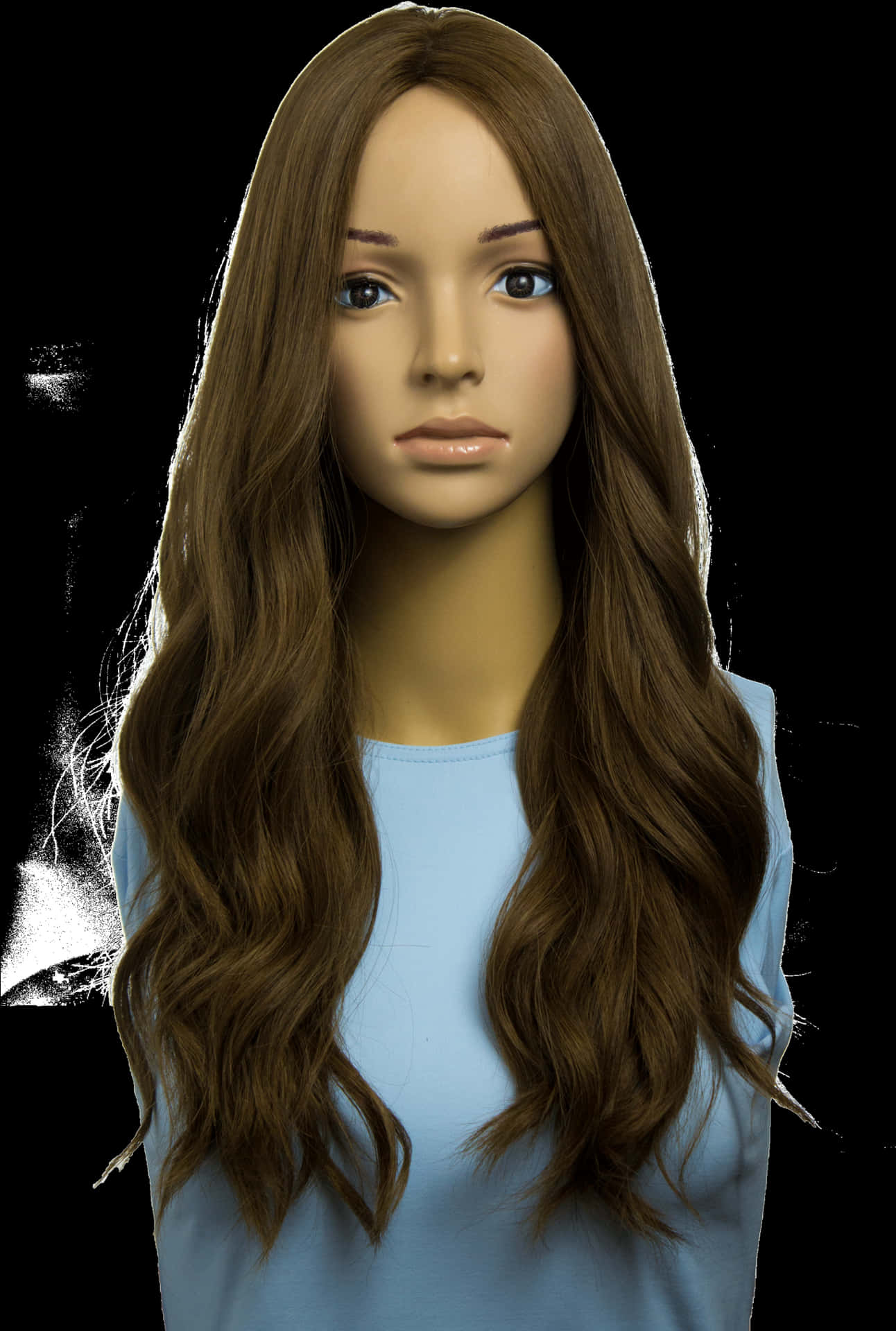 Long Brown Wavy Wig Mannequin PNG Image