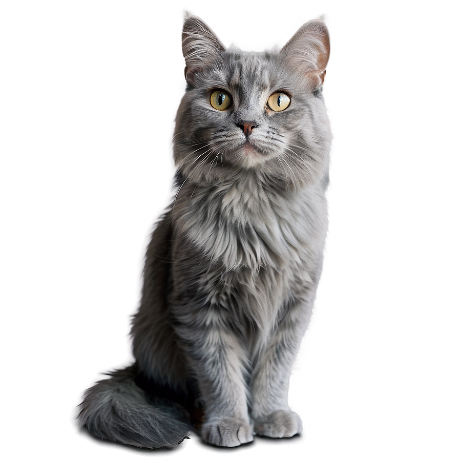 Long-haired Grey Cat Png Yjo PNG Image