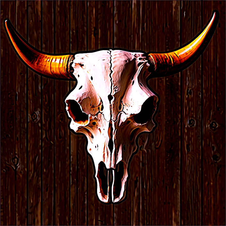 Longhorn Skull On Wood Background Png Oir PNG Image