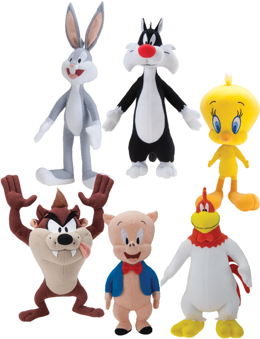 Looney Tunes Characters Plush Toys PNG Image