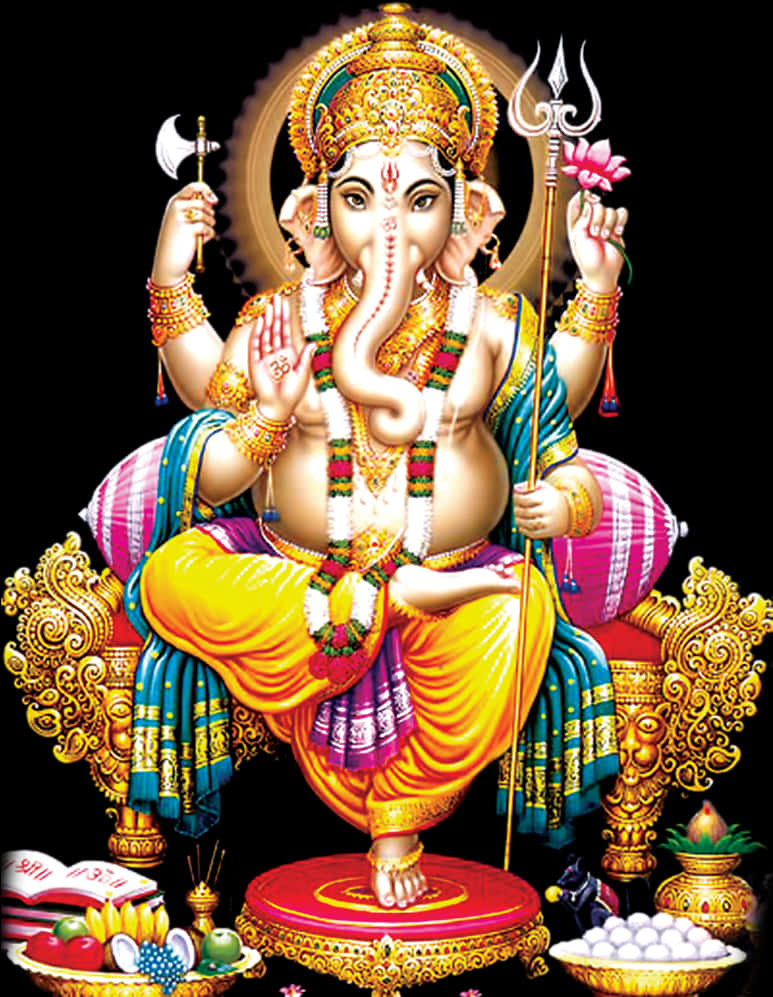 Lord Ganesh Colorful Illustration PNG Image