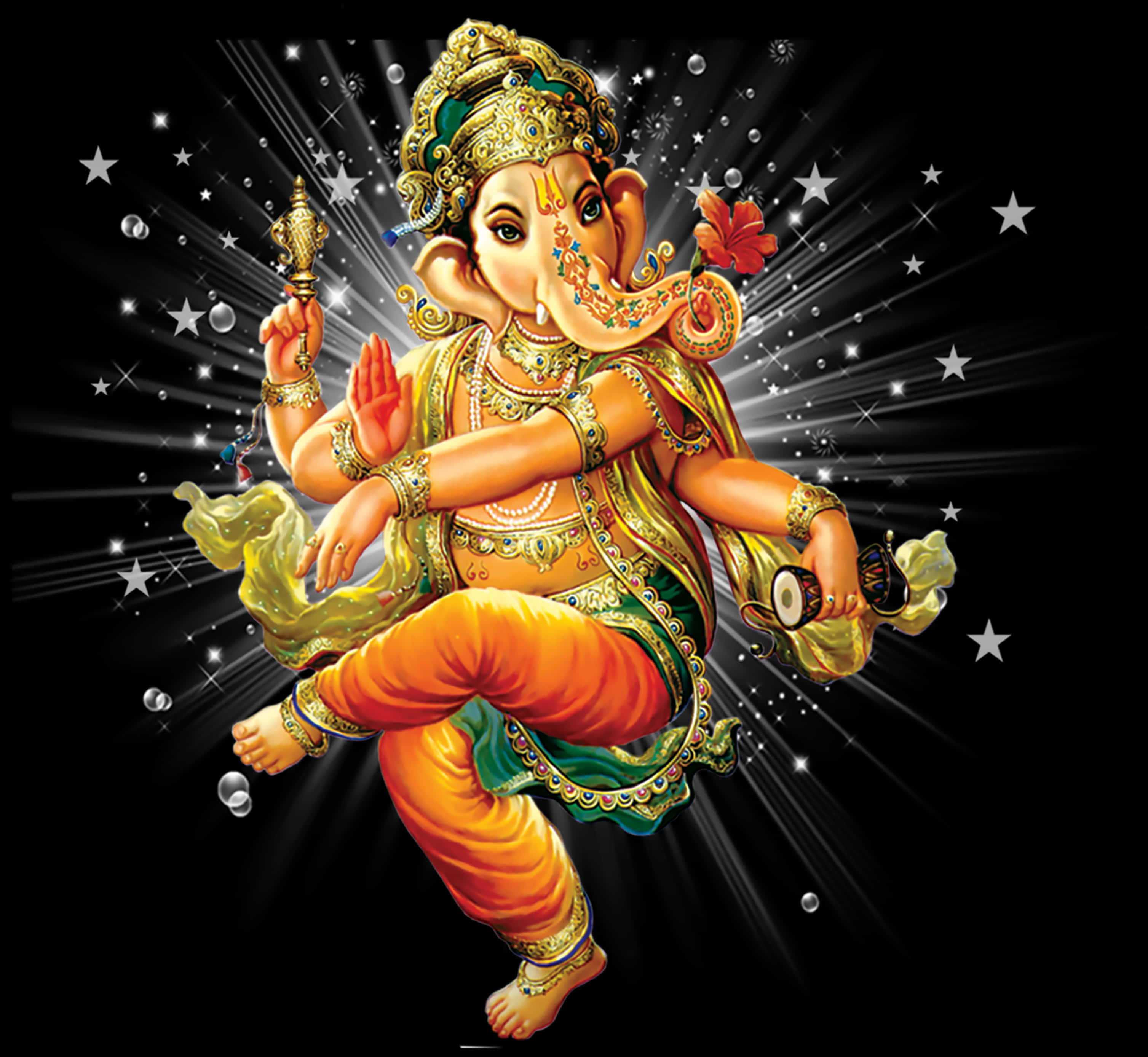 Lord Ganesh Cosmic Backdrop PNG Image