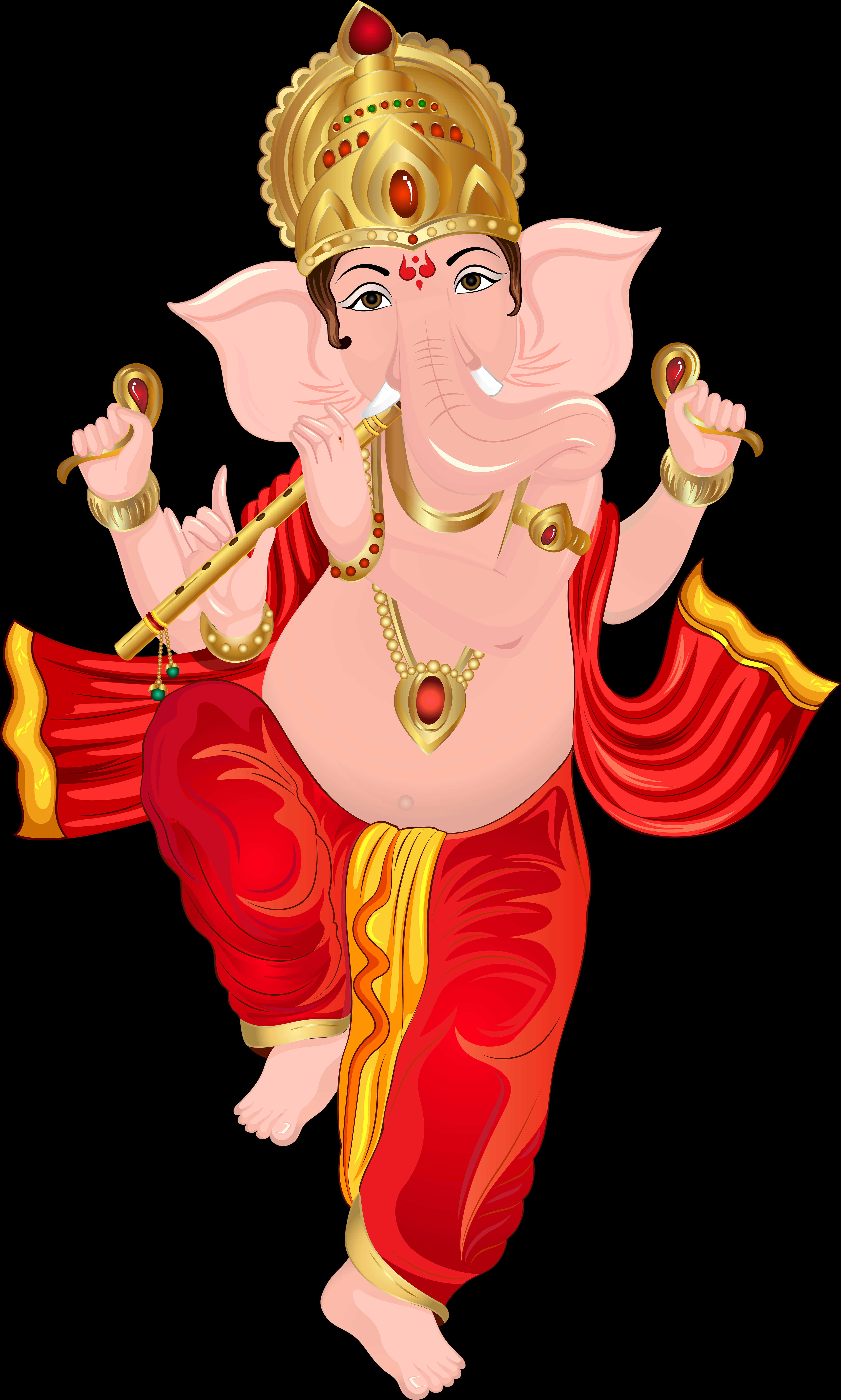 Lord Ganesha Cartoon Illustration PNG Image