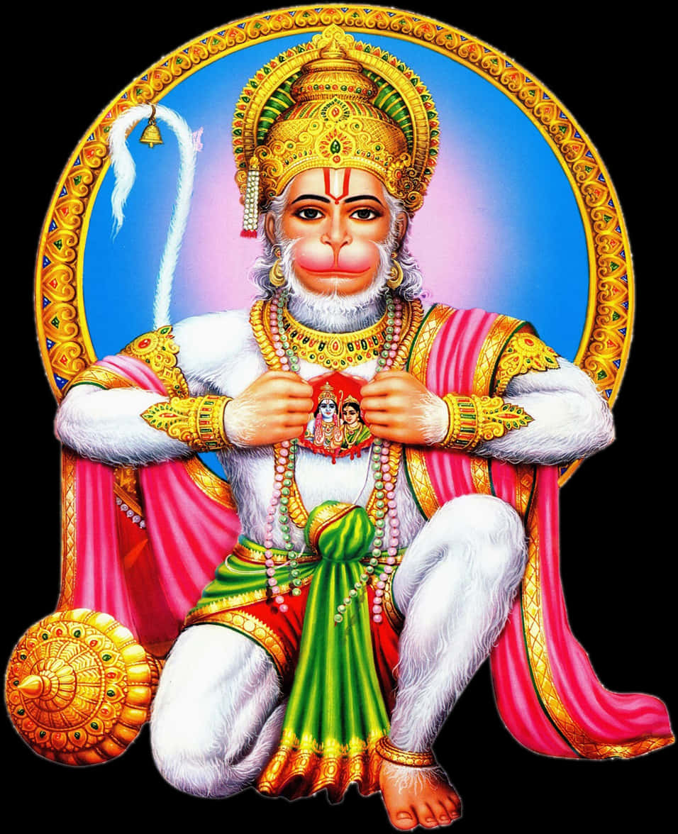 Lord Hanuman Holding Mountain PNG Image