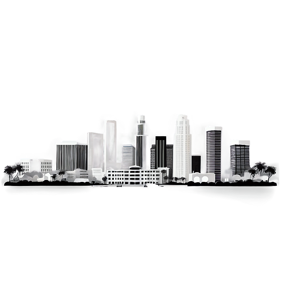 Los Angeles Skyline Black And White Png Tda PNG Image