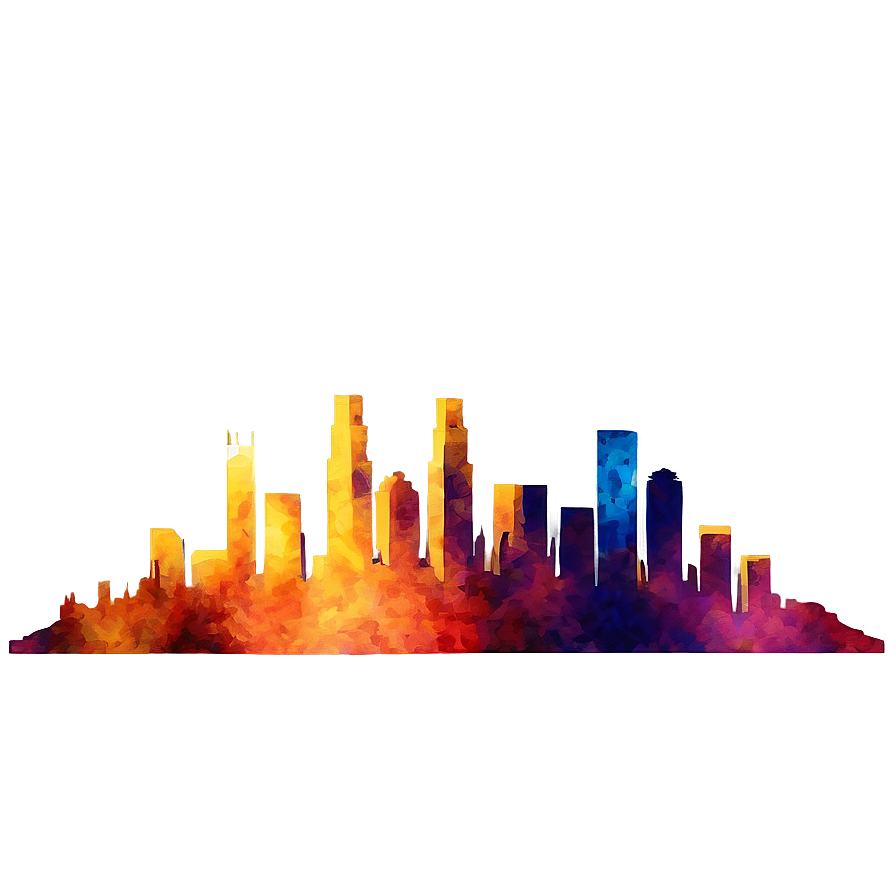 Los Angeles Skyline With Sunset Colors Png 54 PNG Image