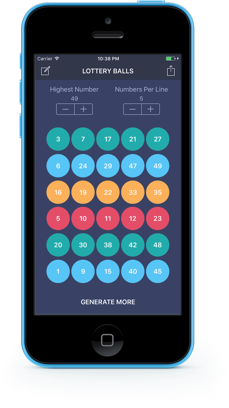 Lottery Number Generator App Screen PNG Image