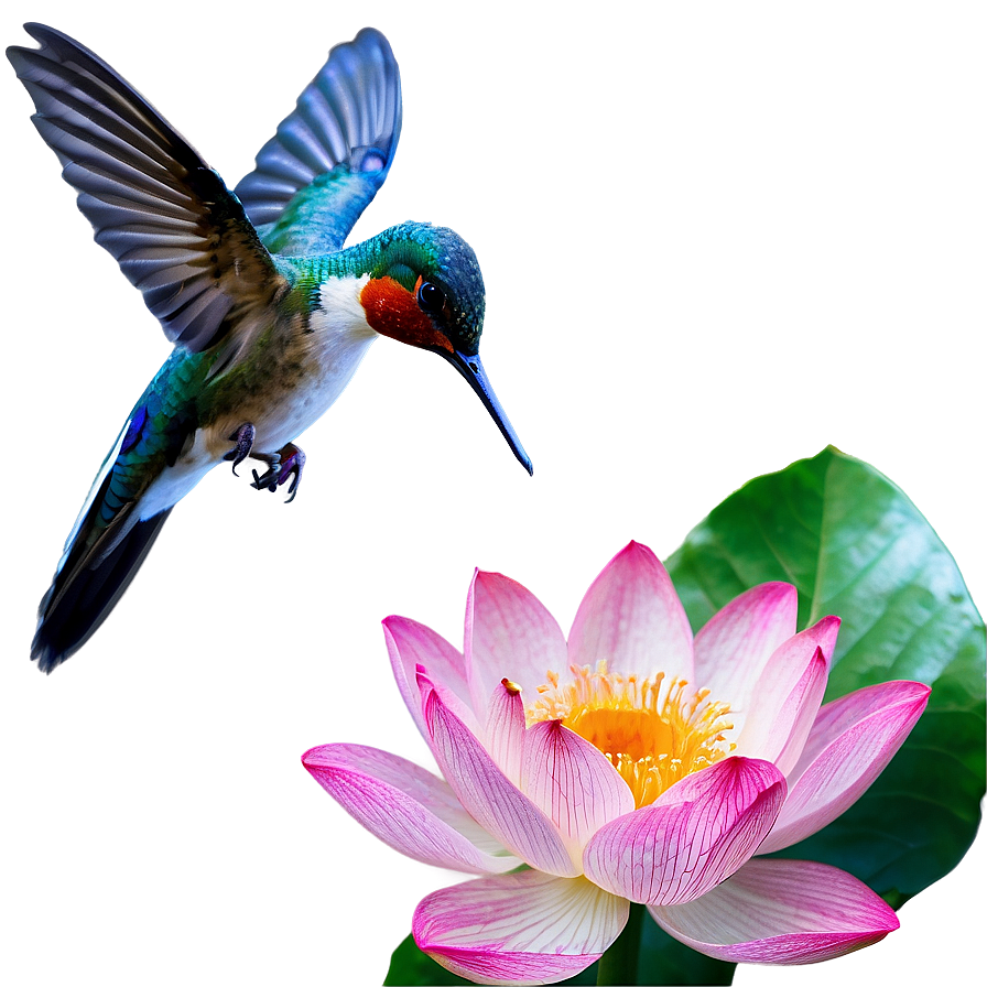 Lotus And Hummingbird Png Ojb PNG Image