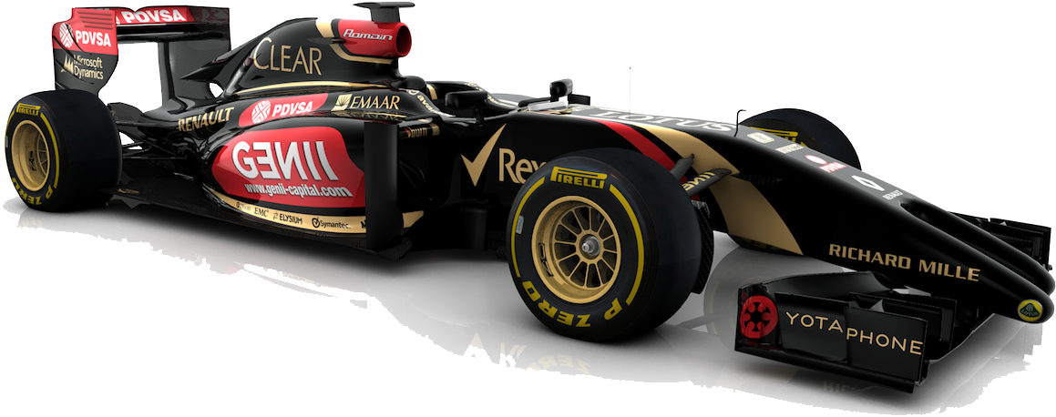 Lotus F1 Racing Car Side View PNG Image