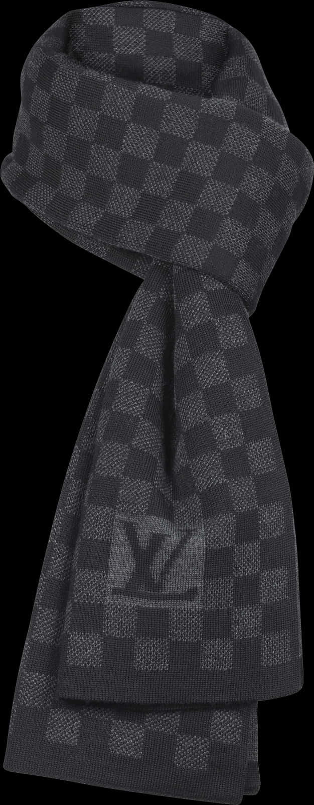 Louis Vuitton Black Checkered Scarf PNG Image