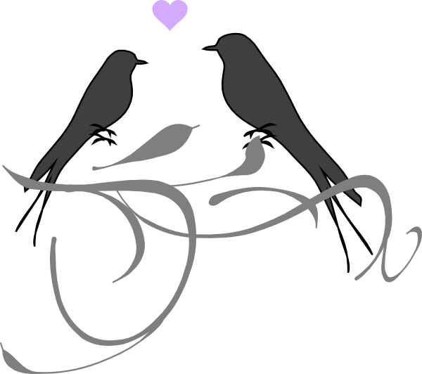 Love Birds Silhouettewith Heart PNG Image