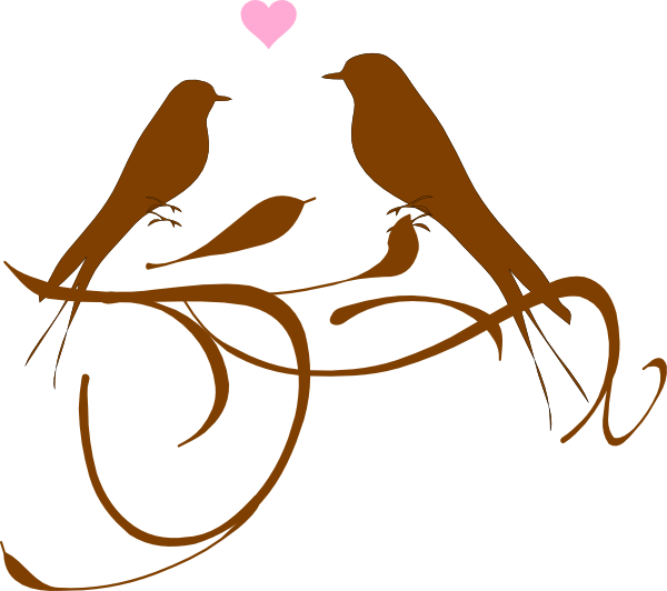 Love Birds Silhouettewith Heart PNG Image