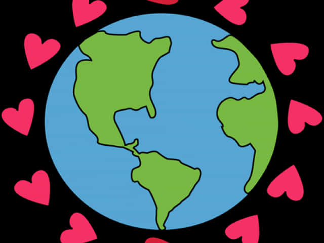 Love Encircled Earth Illustration PNG Image