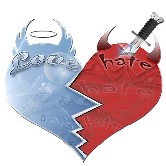 Love Hate Divided Heart PNG Image