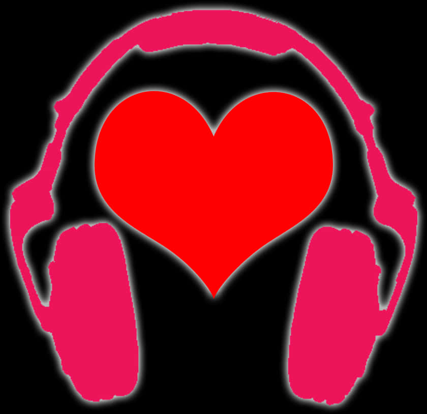 Love Music Headphones Graphic PNG Image