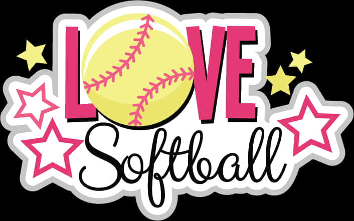 Love Softball Sticker Design PNG Image