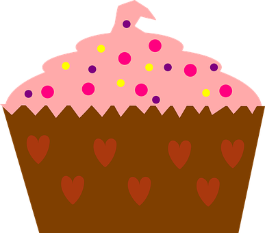 Love Themed Cupcake Illustration PNG Image