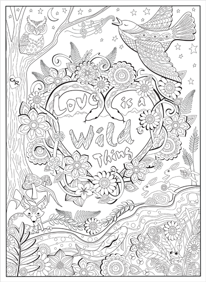 Love Wild Things Coloring Page PNG Image