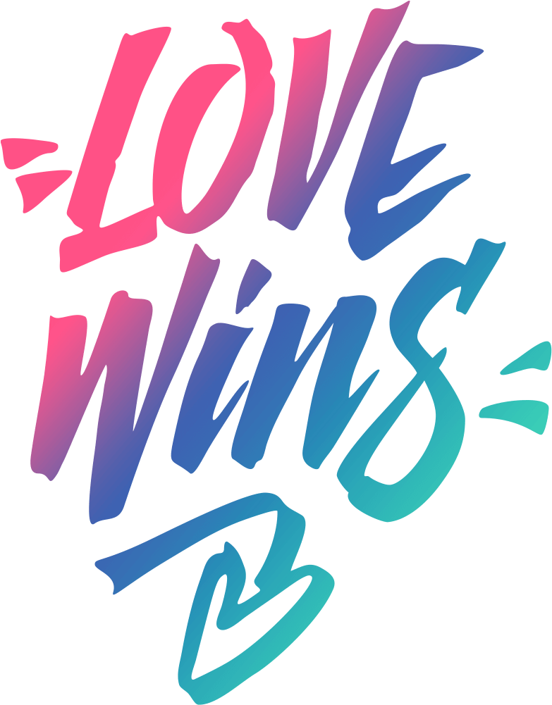 Love Wins Colorful Text Art PNG Image