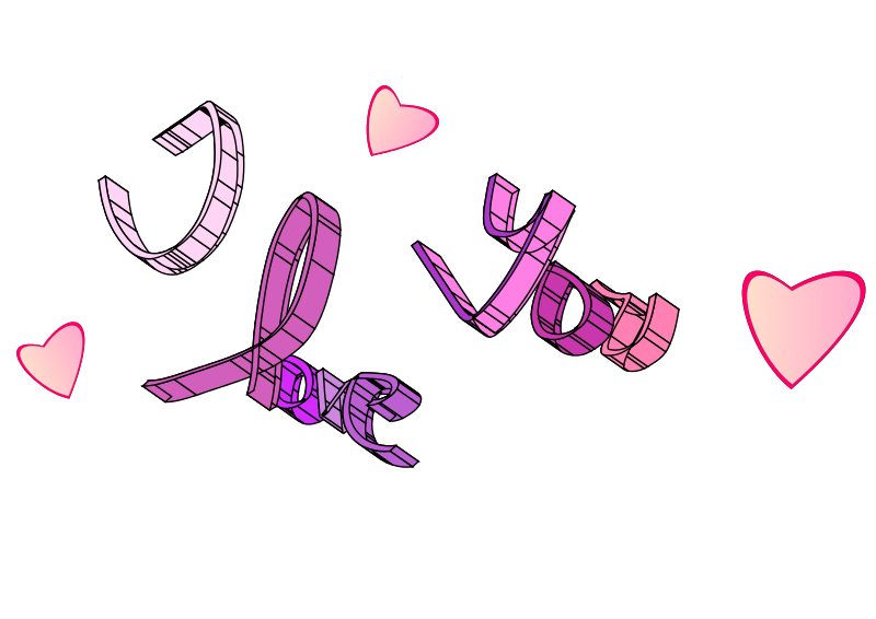 Love You Hearts Graphic PNG Image