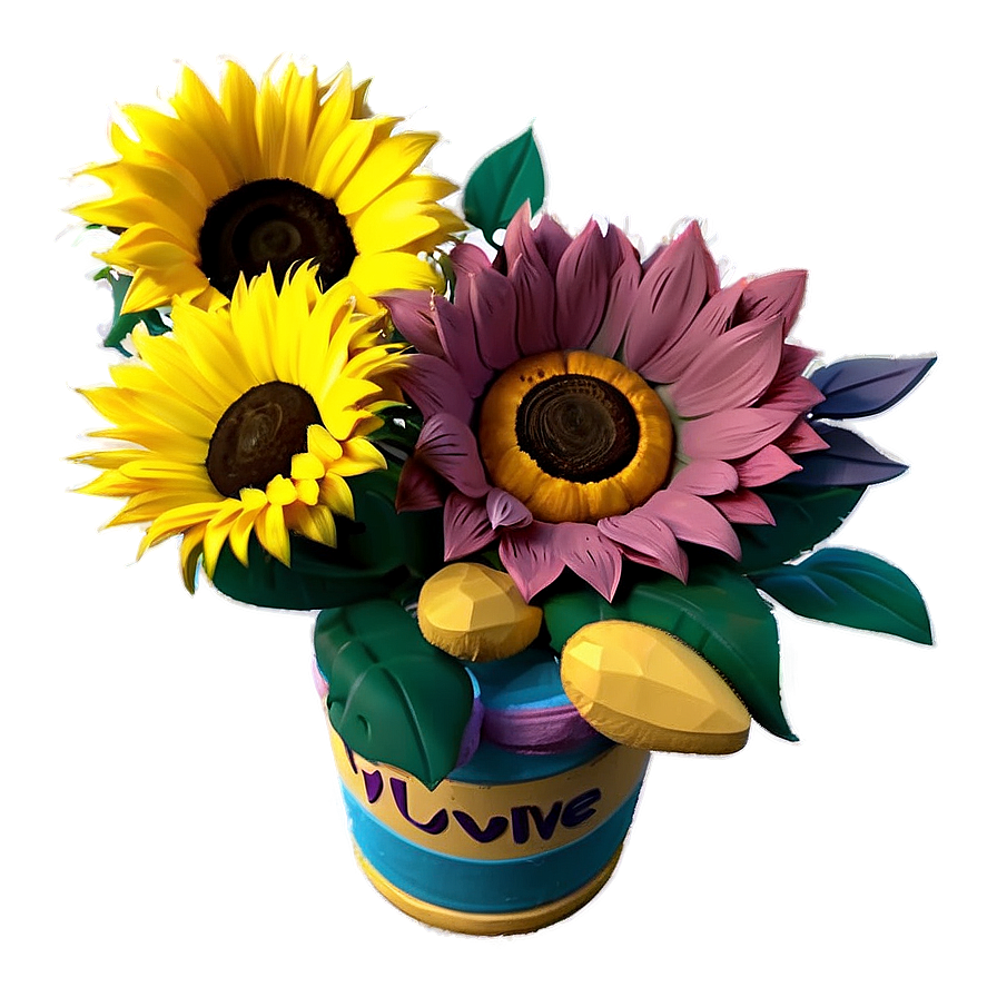 Love You Sunflower Bouquet Png Xcg PNG Image