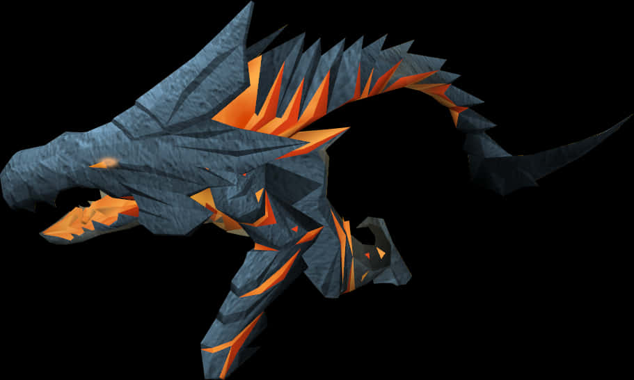 Low Poly Fire Dragon PNG Image