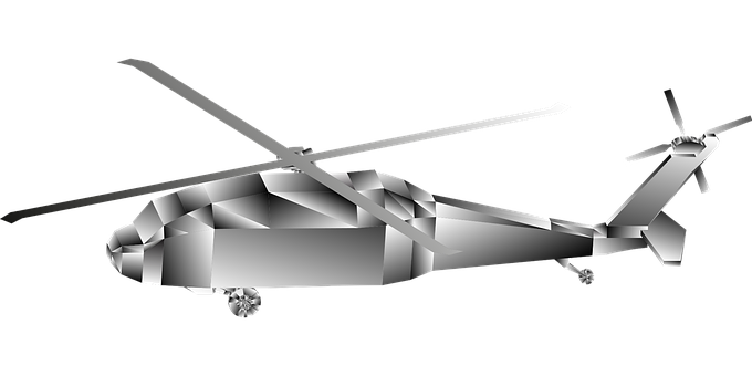 Low Poly Military Helicopter Black Background PNG Image