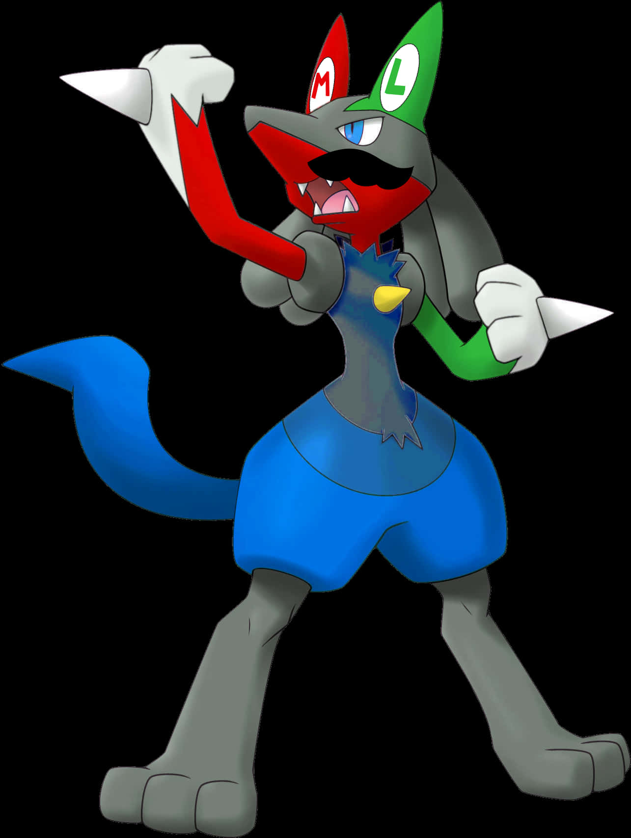 Lucario_ Mario_ Luigi_ Crossover_ Art PNG Image