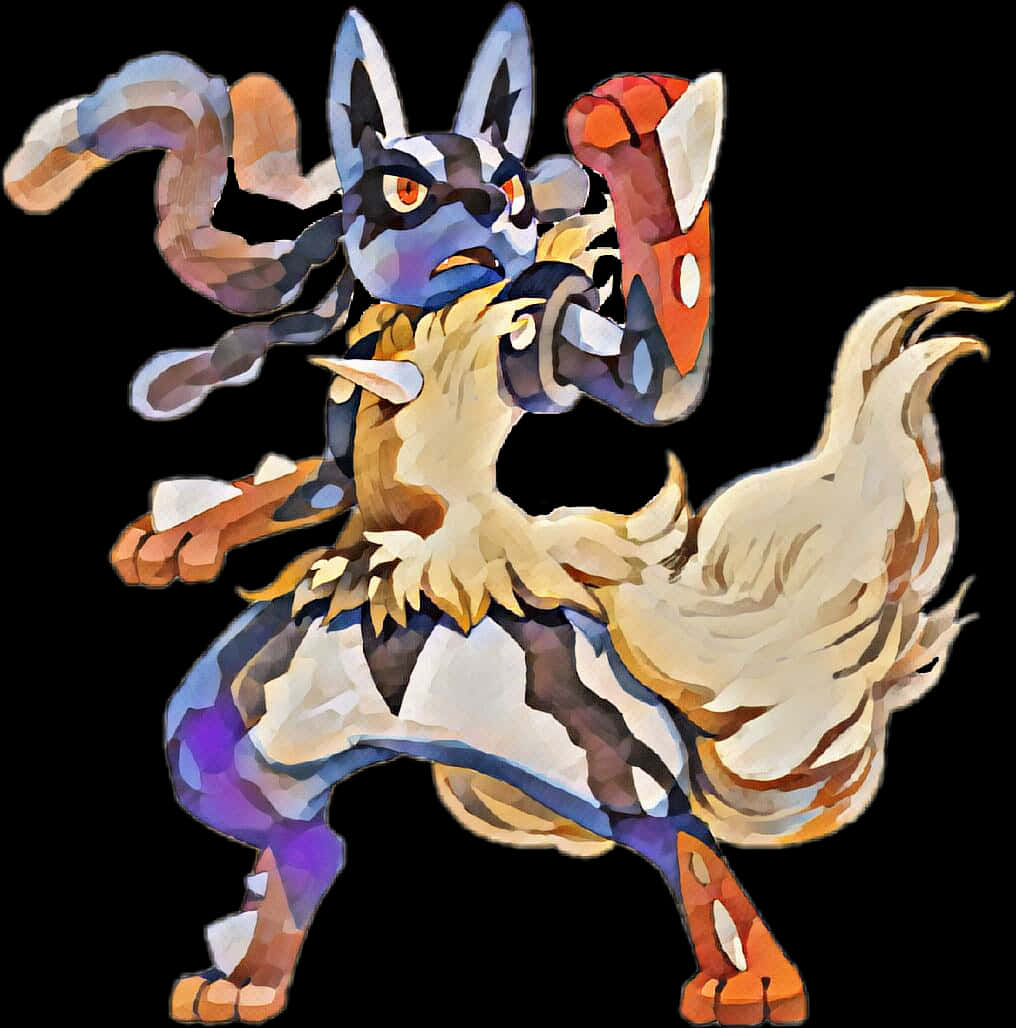 Lucario Pokemon Fighting Stance PNG Image