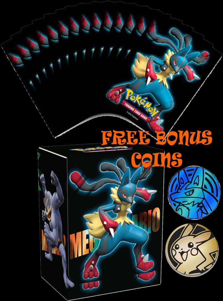 Lucario Pokemon T C G Boxwith Bonus Coins PNG Image