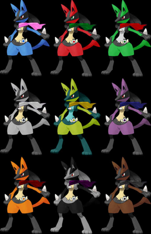 Lucario_ Variants_ Collection PNG Image