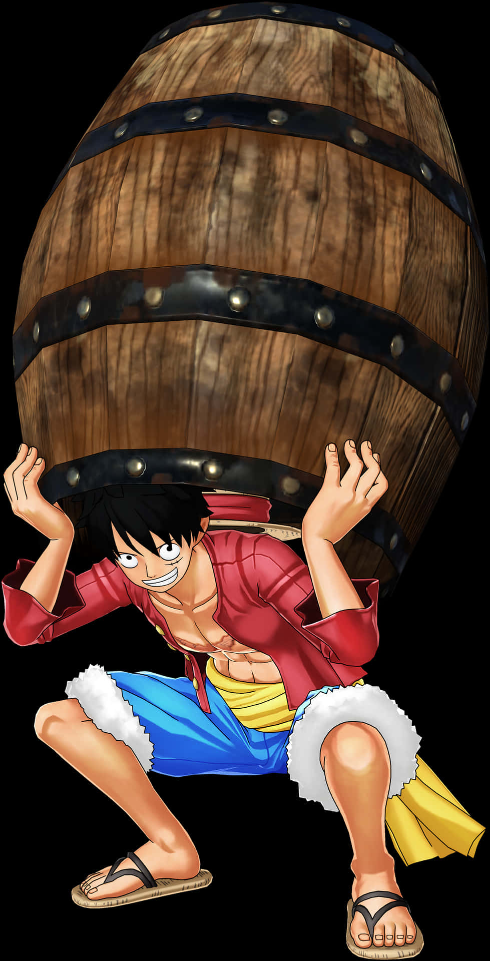 Luffy_ Holding_ Up_ Giant_ Barrel PNG Image