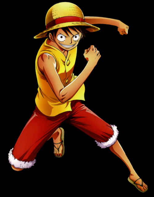 Luffy_ Straw_ Hat_ Pirate_ Pose PNG Image