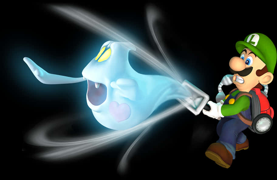 Luigiand Ghost Encounter PNG Image