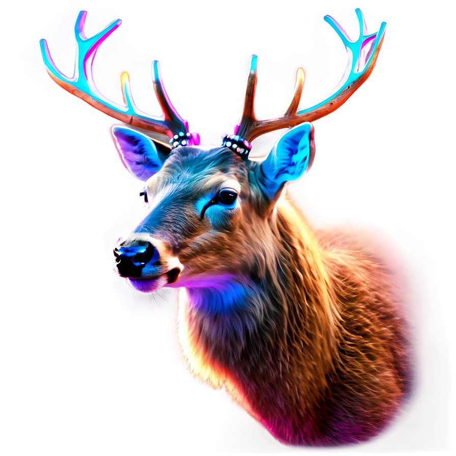 Luminous Deer Head Neon Effect Png Vnu42 PNG Image