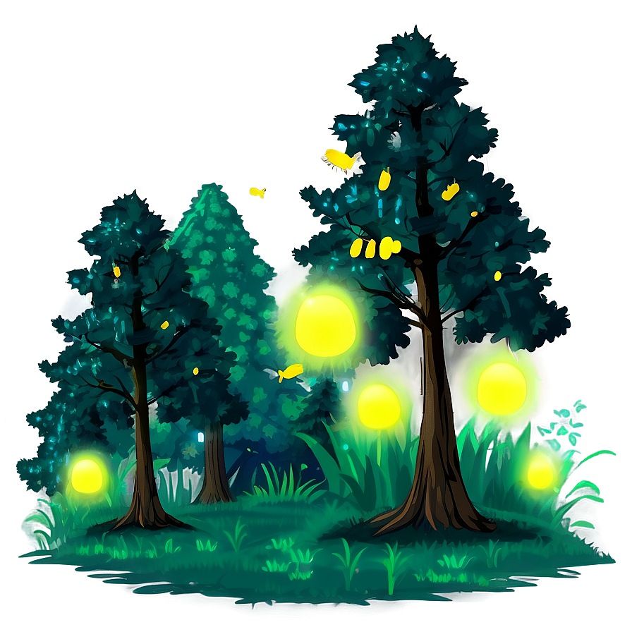 Luminous Fireflies In Woods Png Yvj PNG Image