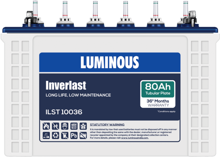 Luminous Inverlast Tubular Battery80 Ah PNG Image