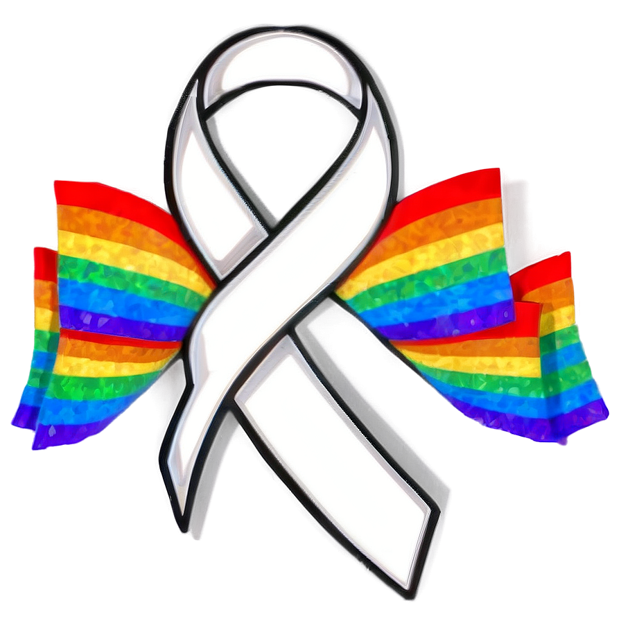 Lung Cancer Ribbon With Rainbows Png 55 PNG Image